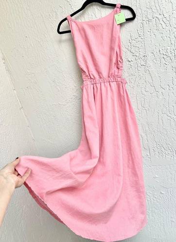 Petal and Pup  Linen Blend Aubrey Backless Cutout Midi Dress Pink Women's Size US 6