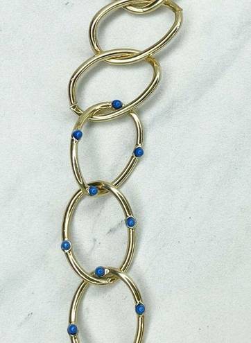 Coldwater Creek  Gold Tone Blue Studded Chain Link Necklace