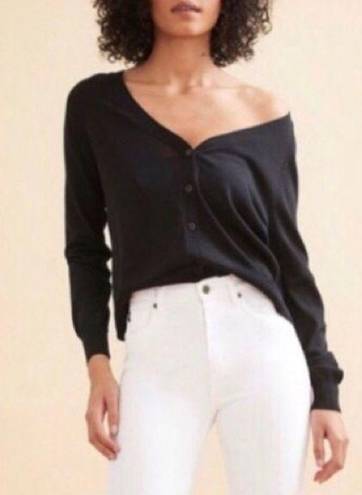 June and Hudson  Knot Front Cropped Sweater Black Knit Long Sleeve Size XL NWT