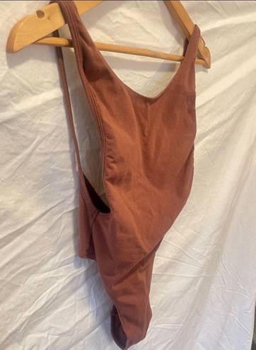 American Apparel XS Nude 3 Cotton Spandex Sleeveless Deep Cut Bodysuit - NWOT