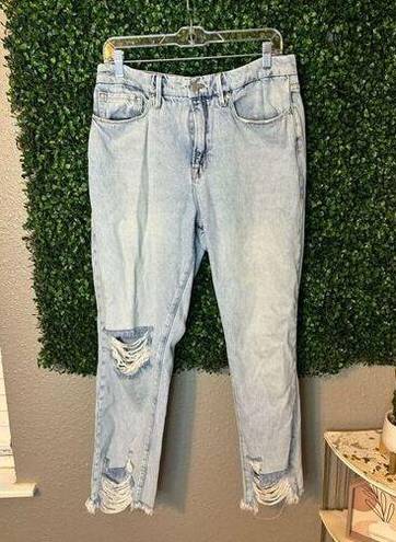 Good American  Good Classic High Rise Distressed Jeans Size 10/30