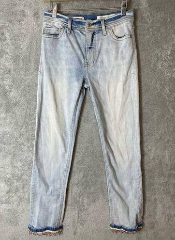Pilcro  Midrise Light Wash Embroidered Ankles Slim Straight Leg Jeans 26