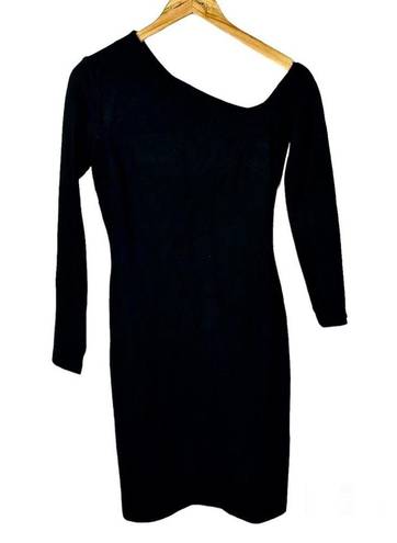 L'Agence NWT L’AGENCE One Shoulder Long Sleeve Black Cocktail Sheath Dress Small