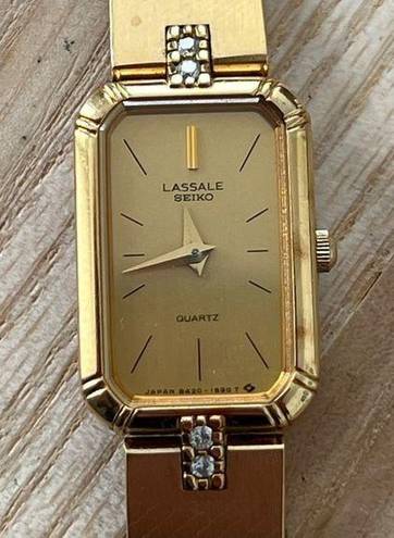 Seiko Lassale  Ladies Watch Rare Vintage Genuine Diamonds Gold Tone Bracelet Dial