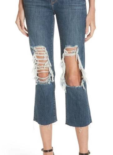 L'Agence L’Agence Jordan Ripped Distressed High Waist Crop Straight Leg Jeans Size 24