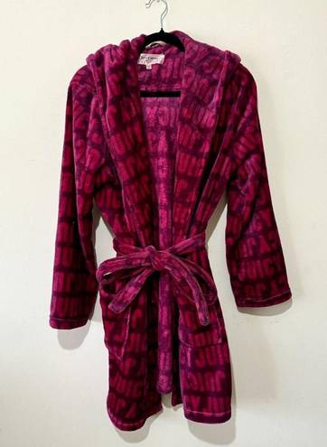 Juicy Couture  Robe Womens Size L/XL Logo Spell Out Hooded Pockets Soft Belted