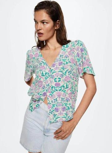 Mango  Flowy Floral Short Sleeve Blouse NEW Size 18