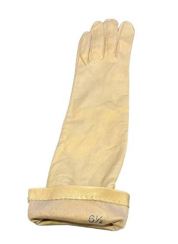 Ecru Vintage Long  leather gloves Size 6.5