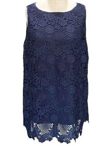 J.Jill  Floral Lace Sleeveless Top Navy blue layered Size Medium