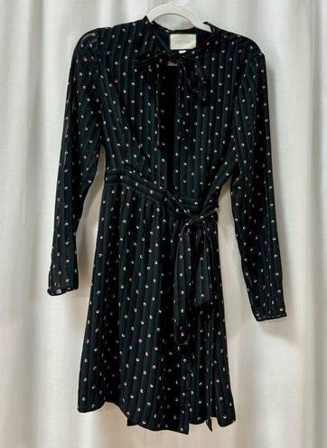 Alexis  Leila Polka Dot Long Sleeve Tie Neck Mini Dress Rio Print Women's Size L