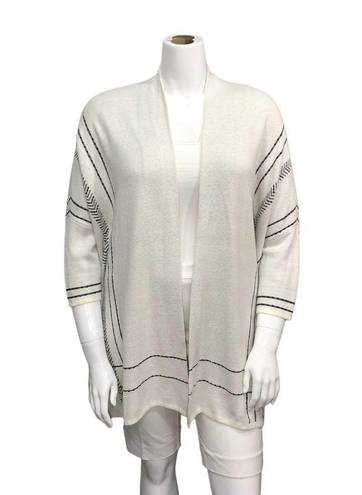 Chico's  Size L XL White Beaded Boho Poncho Oversized Sweater Top Dolman Sleeves