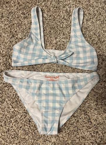 Cabana Del Sol Blue Plaid Tie Bikini