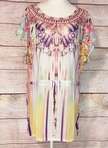 Calia by Carrie  Underwood Multicolor Pastel Kaftan Swimsuit Coverup Size S