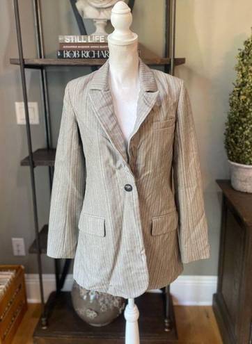 Krass&co  Oversized Striped Blazer Jacket Gray Womens XS