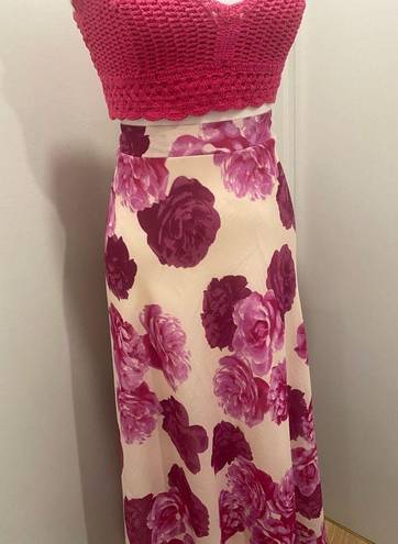 Krass&co VTG 90s NYCC New York Clothing . Pink Roses Floral Patterned Maxi Skirt - M