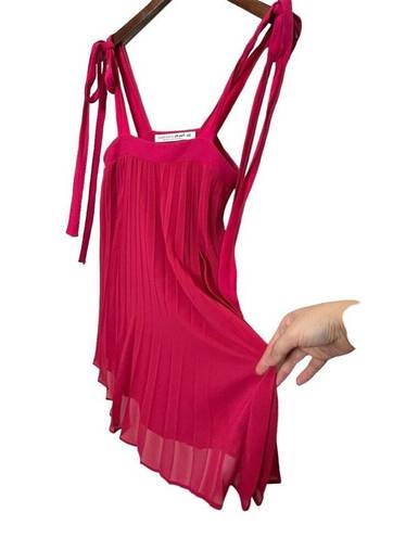 Free People  X Backstage Andrey Dress Pink Pleated Mini Tie Double Layer Size XS