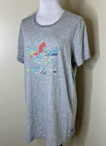 Adidas Trefoil Original T-Shirt Dress LARGE Heather Gray Crewneck Short Sleeve