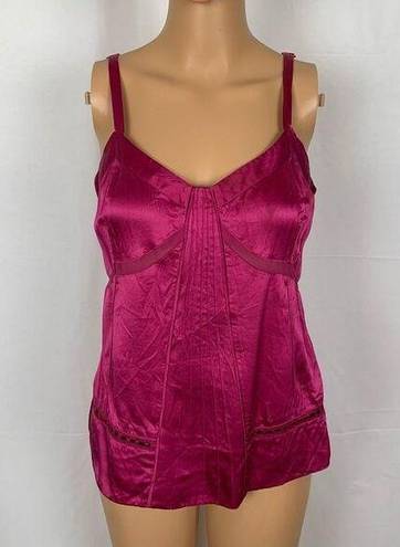 Marc Jacobs  Silk Cami Tank Fuchsia Crocheted Strip