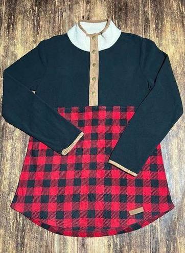 MarleyLilly  MED Fleece Tunic Popover Red/Black Plaid