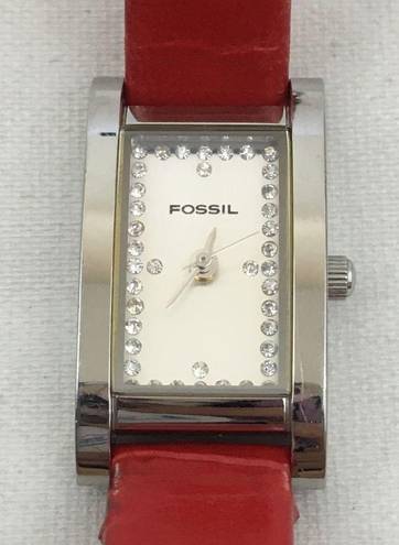 Fossil Vintage  Red Leather Strap Watch