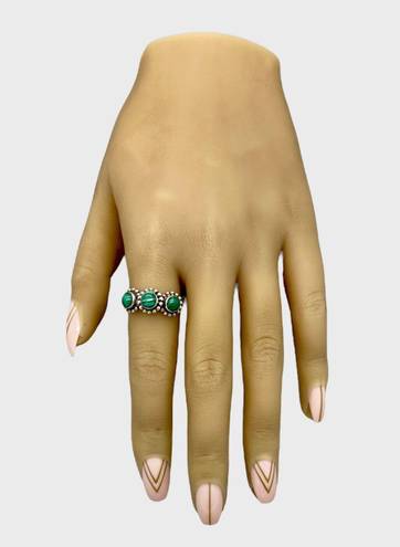 Sterling Silver Handmade Genuine Malachite Ring - Sz 9.5