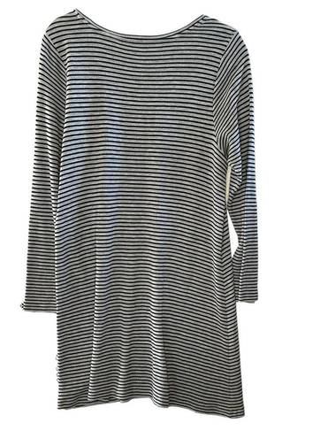 J.Jill A-line scoop neck Striped black grey Casual Long Sleeve Tee Dress Medium