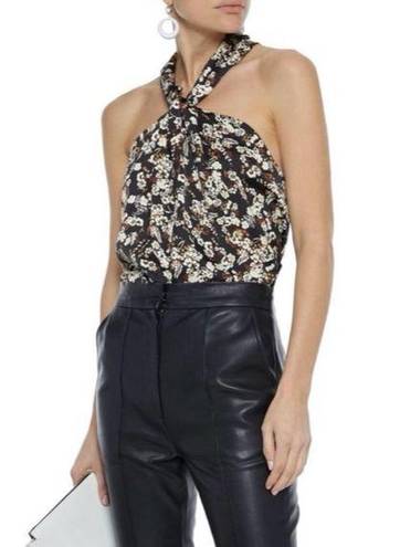 Rebecca Minkoff  Winnie Floral Halter Top Twist Front Flower Tank Top Satin Large