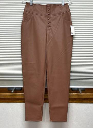 Bar III  NWT Clove Spice Faux-Leather High Waist Button-Fly Ankle Pants Size 6