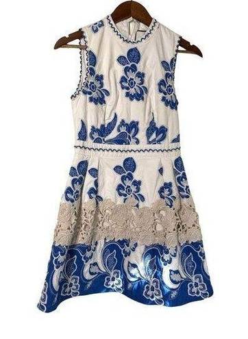 Alexis  Farah Blue White Fit & Flare Dress XS