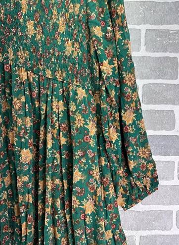 Torrid  Green V Neck MIDI Boho Floral Dress Size 2X