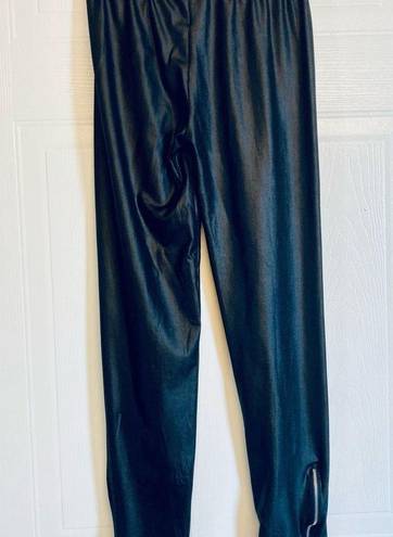 Kardashian Kollection  Womens Size Medium Ankle Leggings Black Shiny Stretch