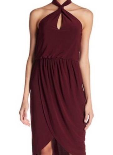 Laundry by Shelli Segal Shelli Segal Halter Jersey Dress Cocktail MIDI NWT Maroon Wine Formal Short Gown