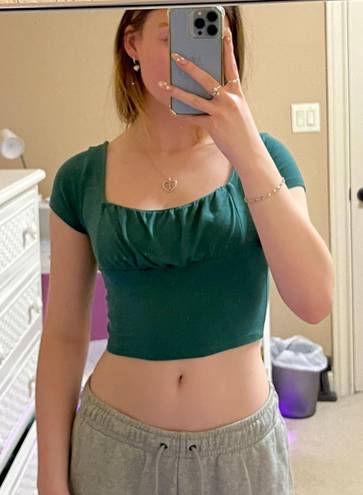 PacSun Ruched Crop Top Green