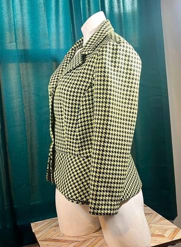 Houndstooth  blazer with neon yellow