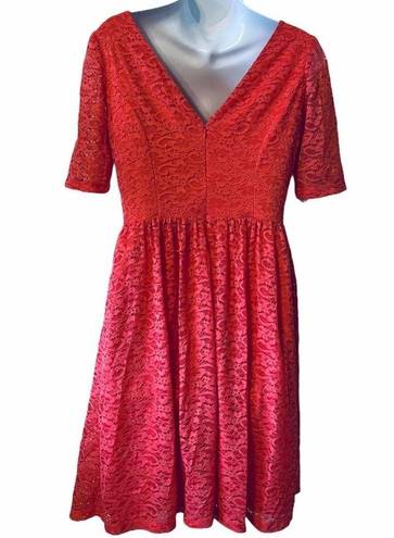 Jessica Simpson  coral lace fit n flare mini dress