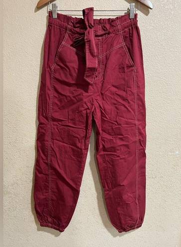 Rebecca Taylor  red jogger paper bag pants SAMPLE S