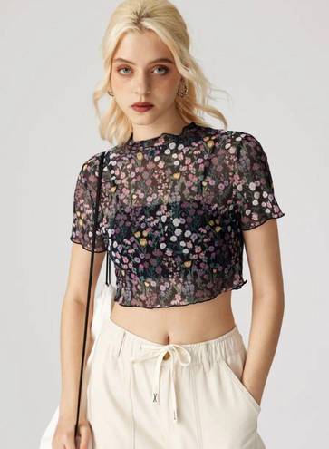 Cider Mesh Floral Top