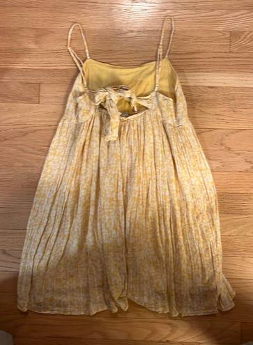 American Eagle Outfitters Mini dress With Bow Tie Back Floral Yellow