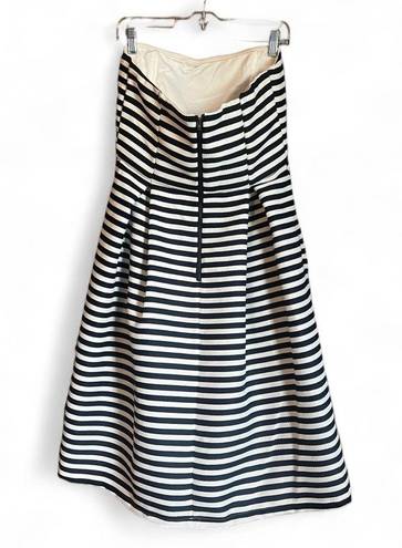 Sans Souci Sans Souchi strapless blue and white fit and flare striped dress size large