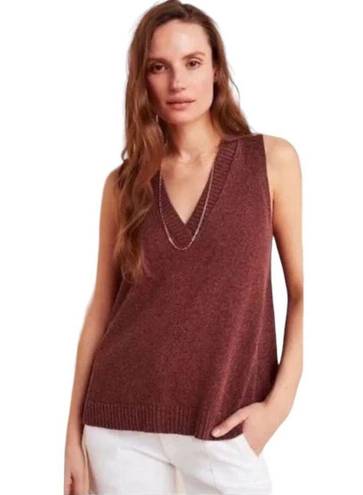 Anthropologie  Camilla V Neck Knit Sweater Tank Vest Brown S