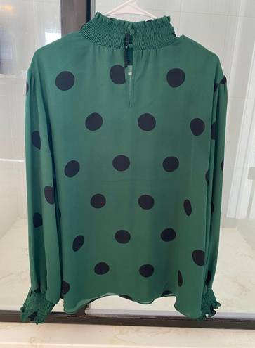 EST.1946 Green and Black Polka Dot Blouse