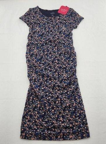 Isabel Maternity  Size Small Short Sleeve T-Shirt Blue Mini Floral Midi Dress