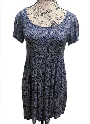 Divided  BLUE & WHITE PAISLEY MINI- DRESS - EUC - SZ 2