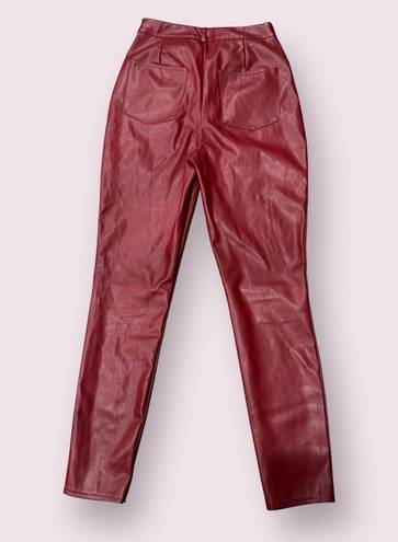 Missguided Faux Leather Burgundy Pants - Size 6