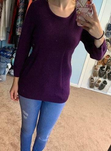 New York & Co. NY&C Purple Lace Up Back Knit Sweater