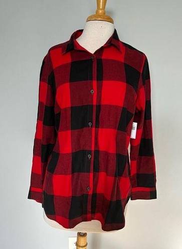 Old Navy NWT  Classic Shirt Buffalo Plaid Red Black Flannel Button Down Size L