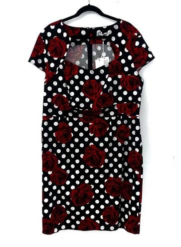 Grace Karin NEW  Black Red Rose Floral Polka Dot 50s Retro Cap Sleeve Dress 3X