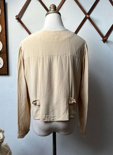 Maggy London Vintage 80s Silk Cream Button Down Blouse