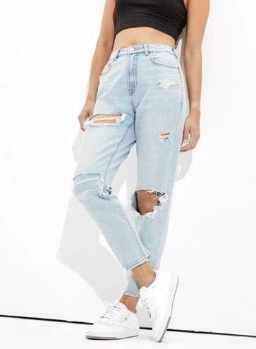 American Eagle  Light Wash Distressed Mom Jeans