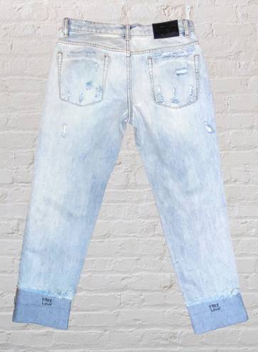 One Teaspoon One x  27 Awesome Baggies Destroyed Cuffed Hem Jeans Blue Heart